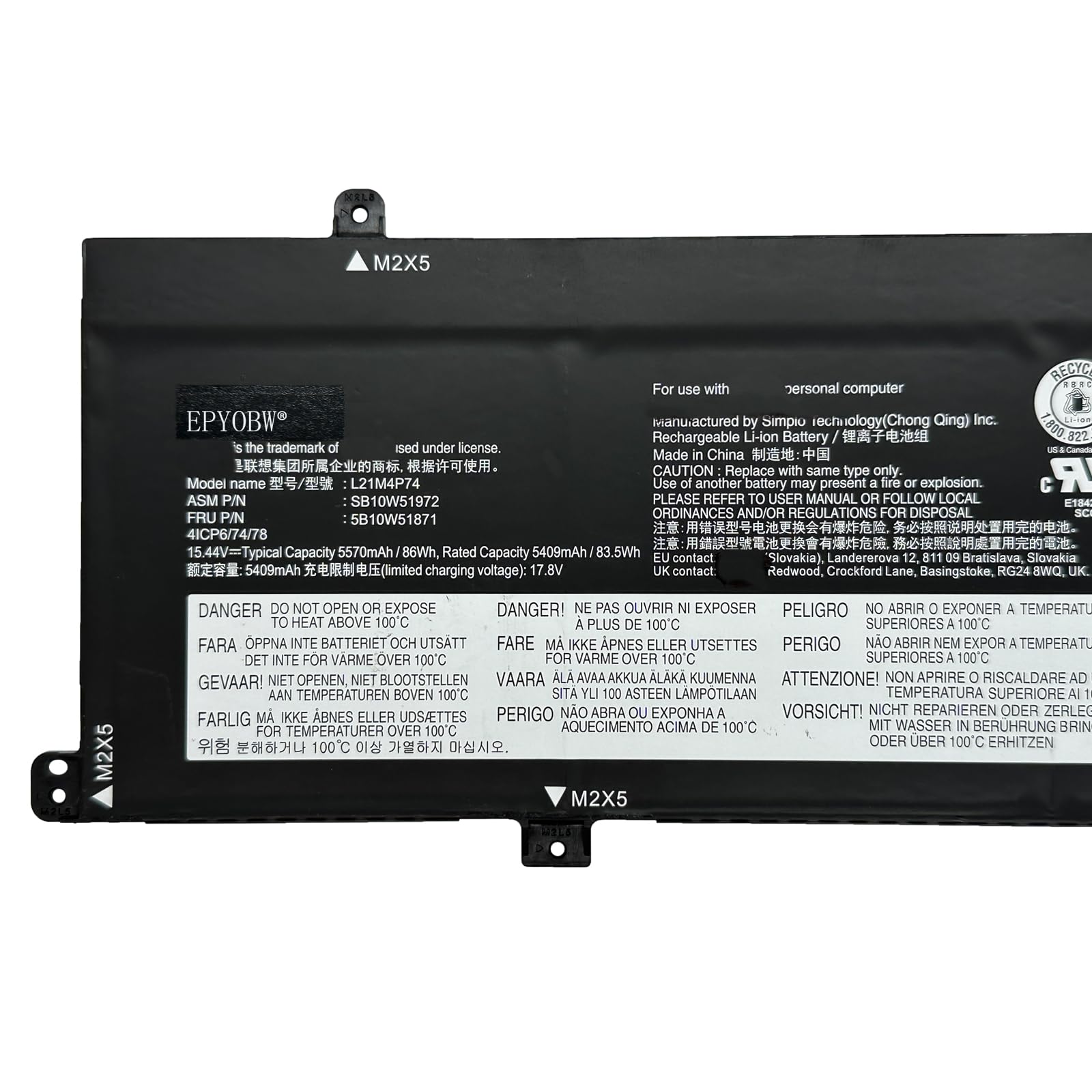 Amazon.com: EPYOBW L21M4P74 Laptop Battery 86Wh 5570mAh Compatible